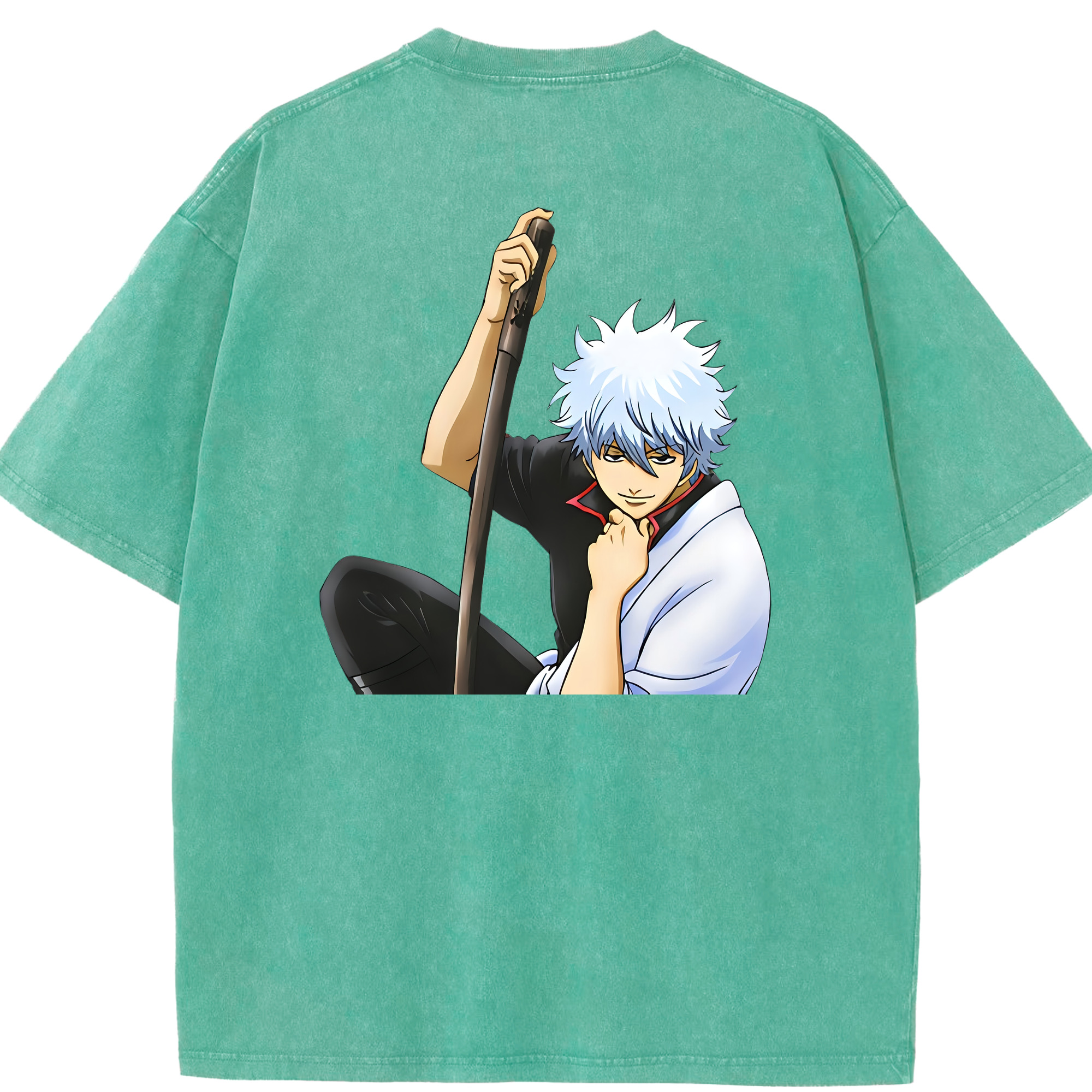 （画像用） ぎんたま 坂田銀時（さかたぎんとき） 神楽 志村新八（しむら しんぱち） GINTAMA Sakata Gintoki Kagura Shimura Shinpachi 綿100% ヴィンテージ風 半袖Tシャツ（背面プリント）